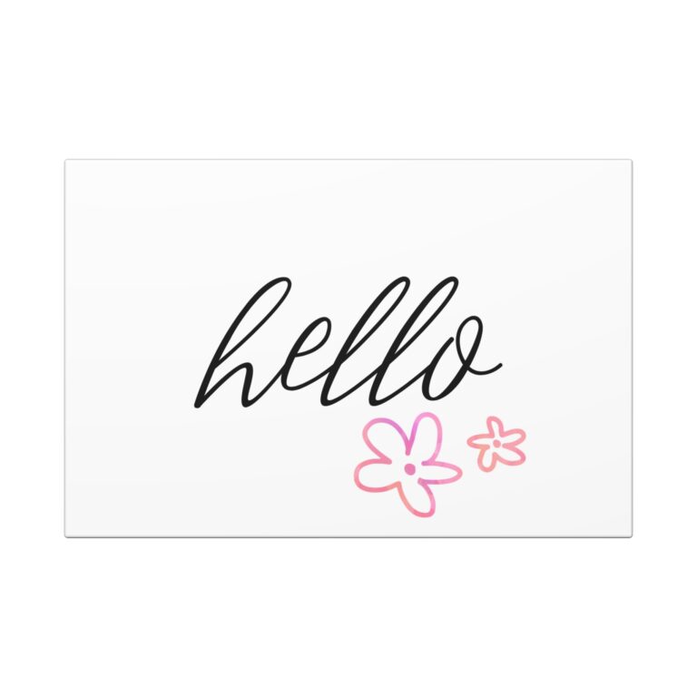 Hello Floral Canvas Wall Art — Minimal Pink Flower Print