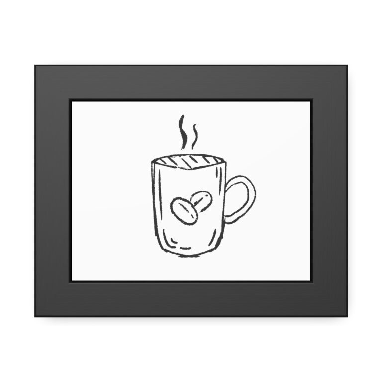 Framed Coffee Art Poster — Minimalist Sketch Mug Wall Print