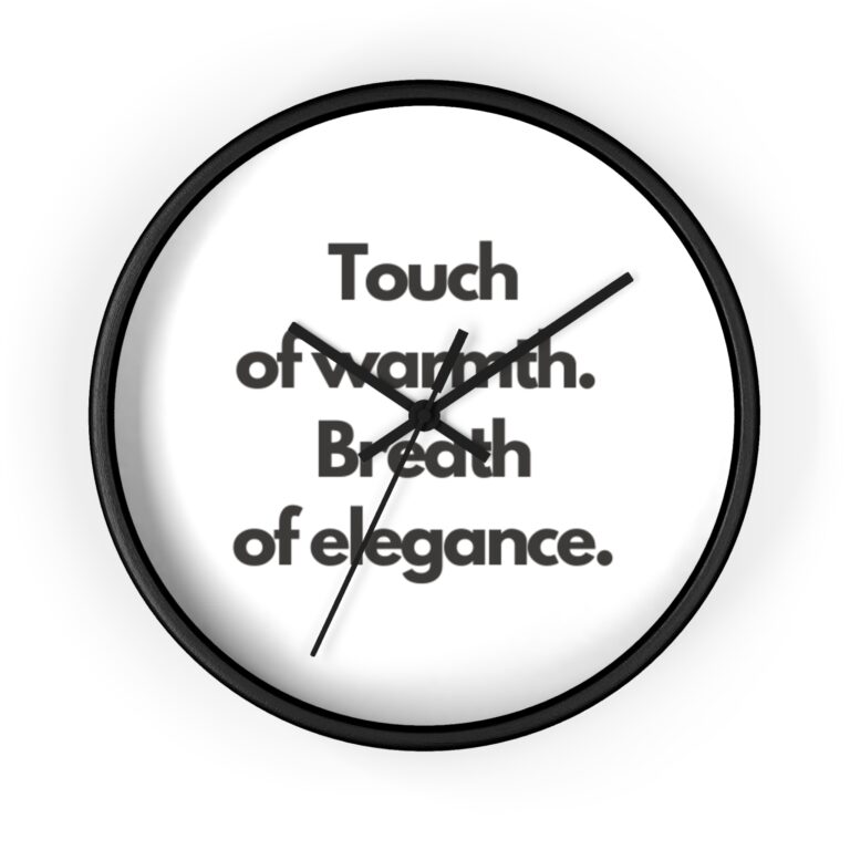 Minimalist Wall Clock — "Touch of warmth. Breath of elegance." Modern Typographic Home Decor
