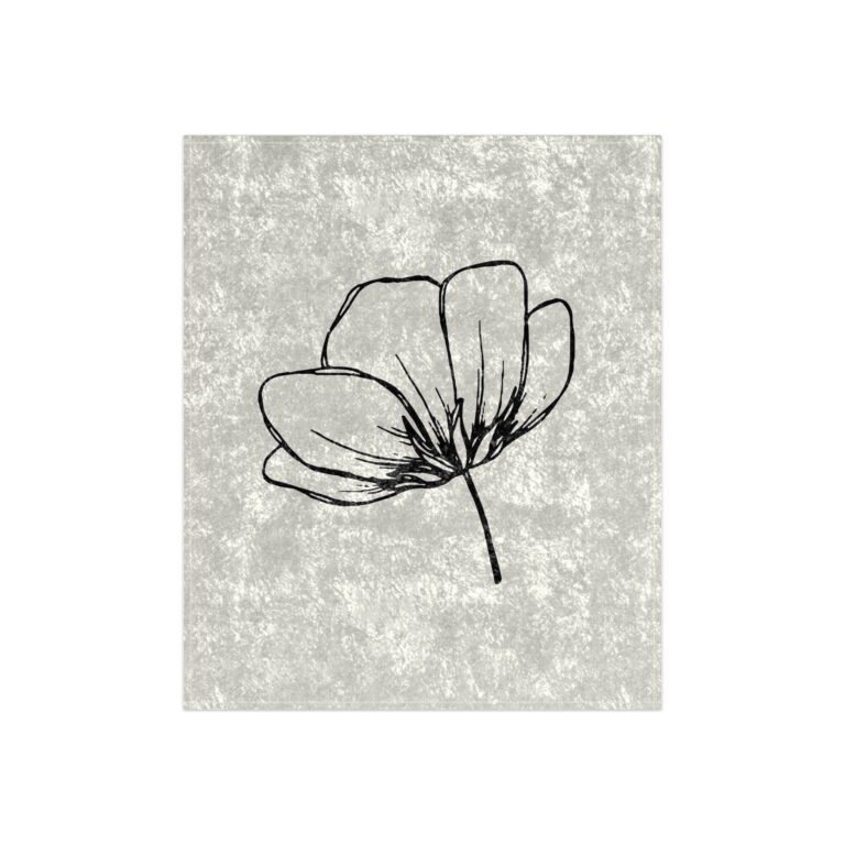 Crushed Velvet Blanket — Minimal Black Floral Throw Blanket