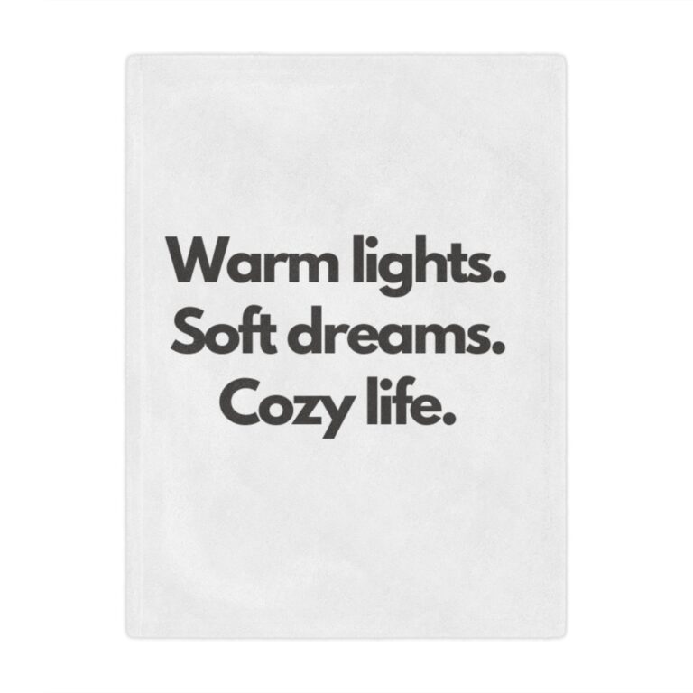 Cozy Life Minky Blanket – "Warm lights. Soft dreams. Cozy life." Plush Throw for Home & Gift