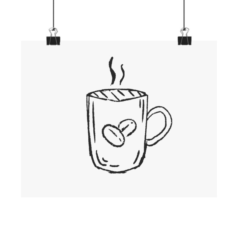 Coffee Mug Sketch Matte Poster — Minimalist Kitchen Wall Art