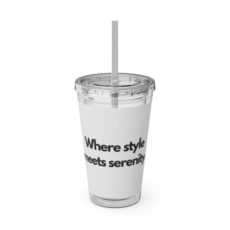 Sunsplash 16oz Tumbler with Straw — 'Where style meets serenity' Insulated Acrylic Cup