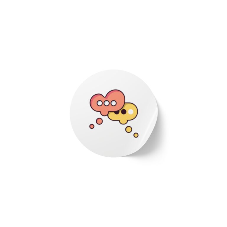 Cute Chat Bubble Round Sticker Roll — Heart Conversation Labels (Pack)