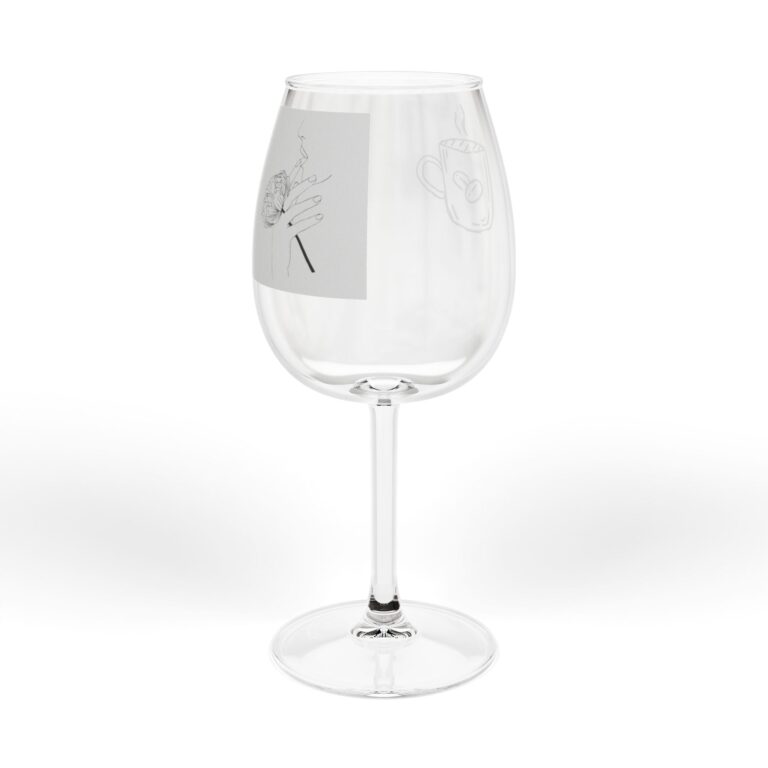 12oz Stemmed Wine Glass — ‘Hello’ Floral & Vase Illustration