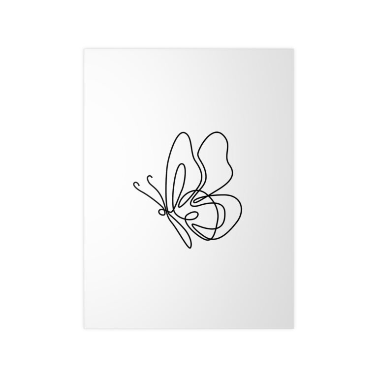 Minimal Line Butterfly Poster — Photopaper Wall Art for Living Room & Nursery