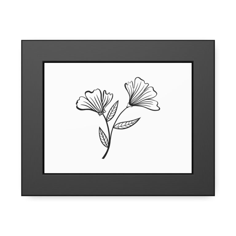 Minimalist Black Line Floral Framed Poster — Botanical Wall Art Print