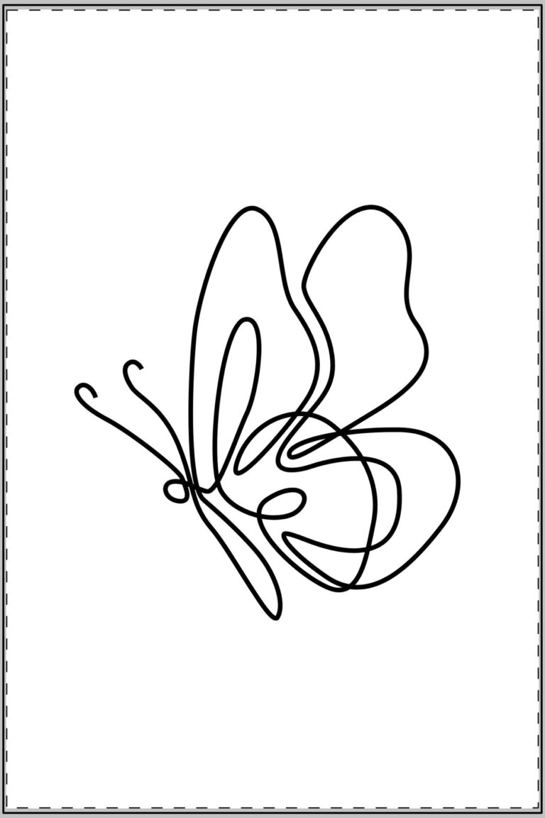 Minimal Line Butterfly Satin Poster — Modern Botanical Wall Art