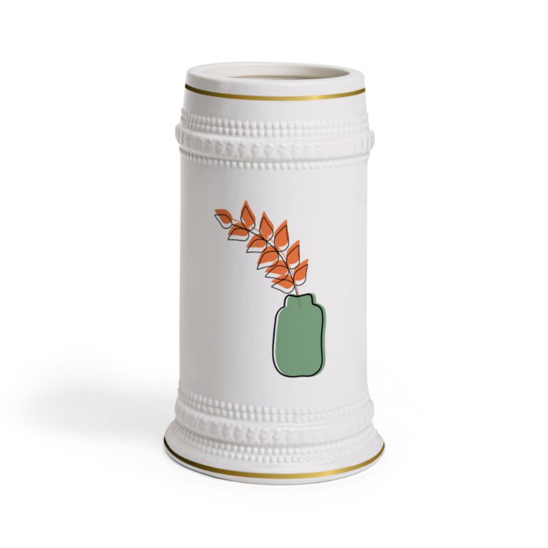 Rustic Autumn Vase Beer Stein — Ceramic Oktoberfest Mug