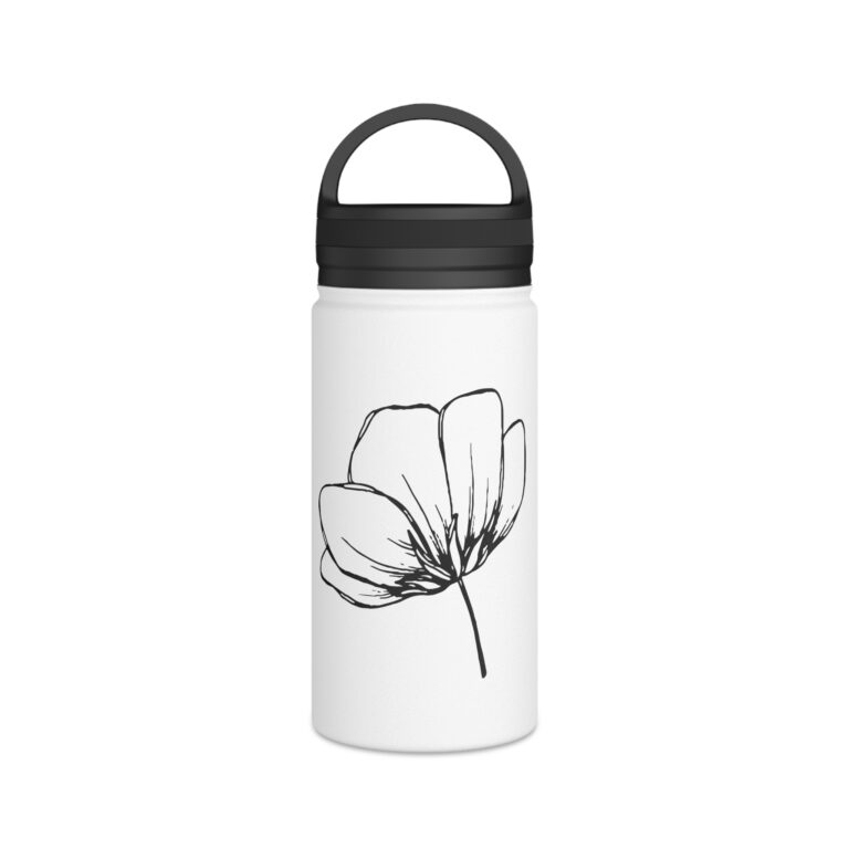 Floral Line Art Stainless Steel Water Bottle with Handle Lid