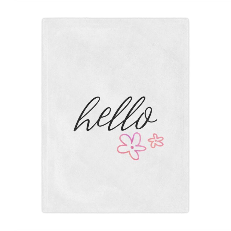 Minky Blanket — "hello" Script Floral Plush Throw
