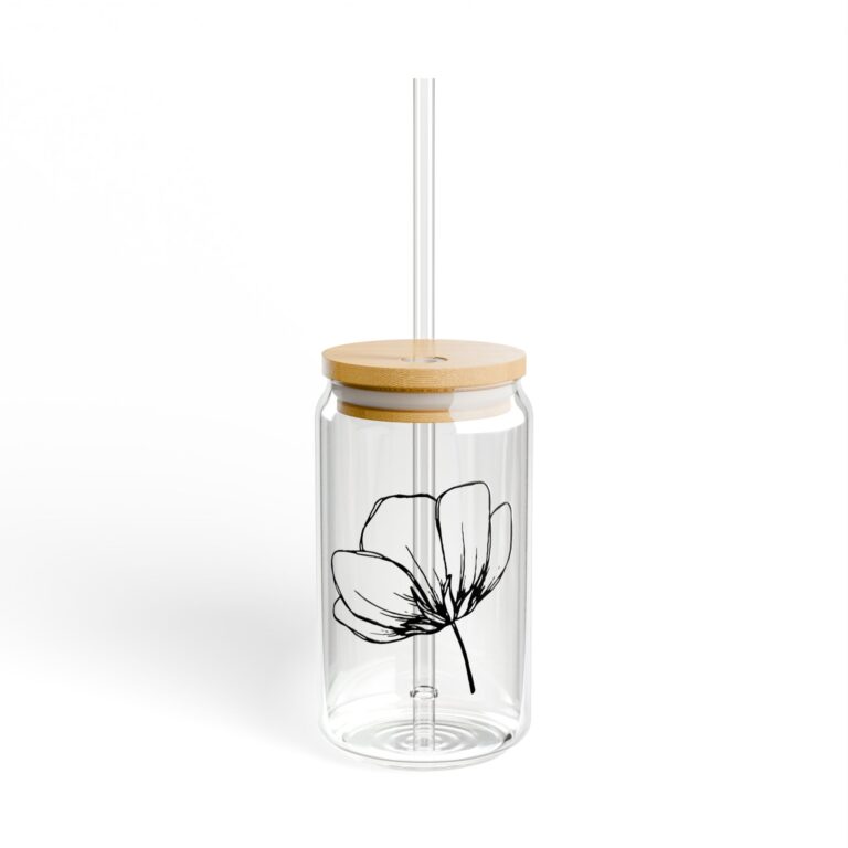 Floral Sipper Glass - 16oz Bamboo Lid Tumbler
