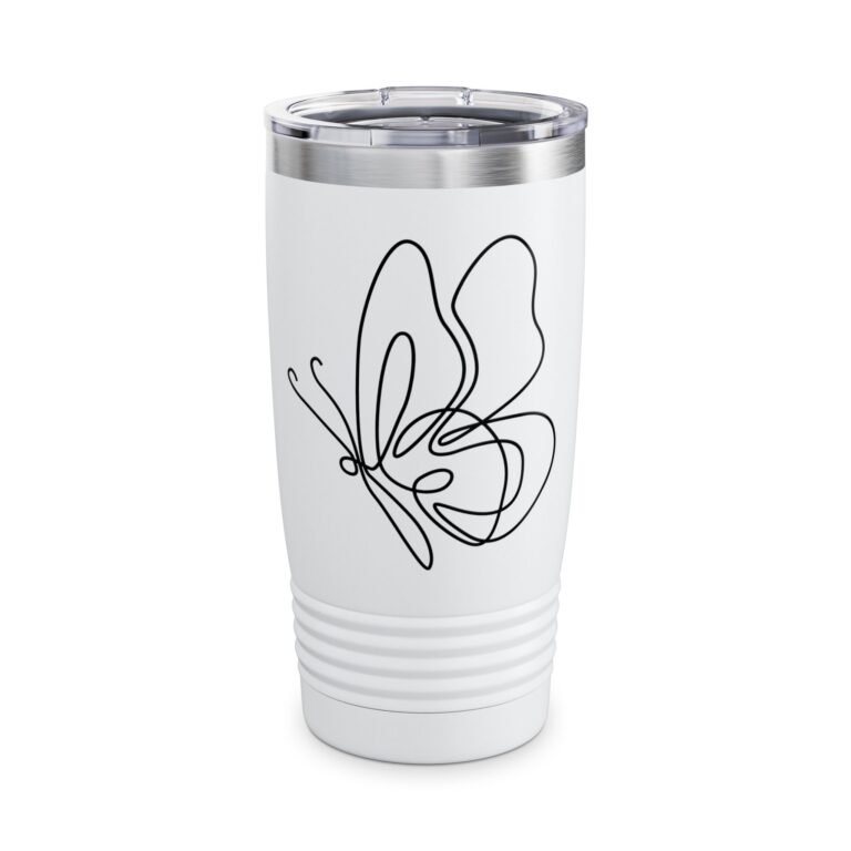 Minimal Line Butterfly Tumbler — 20oz Insulated Travel Cup