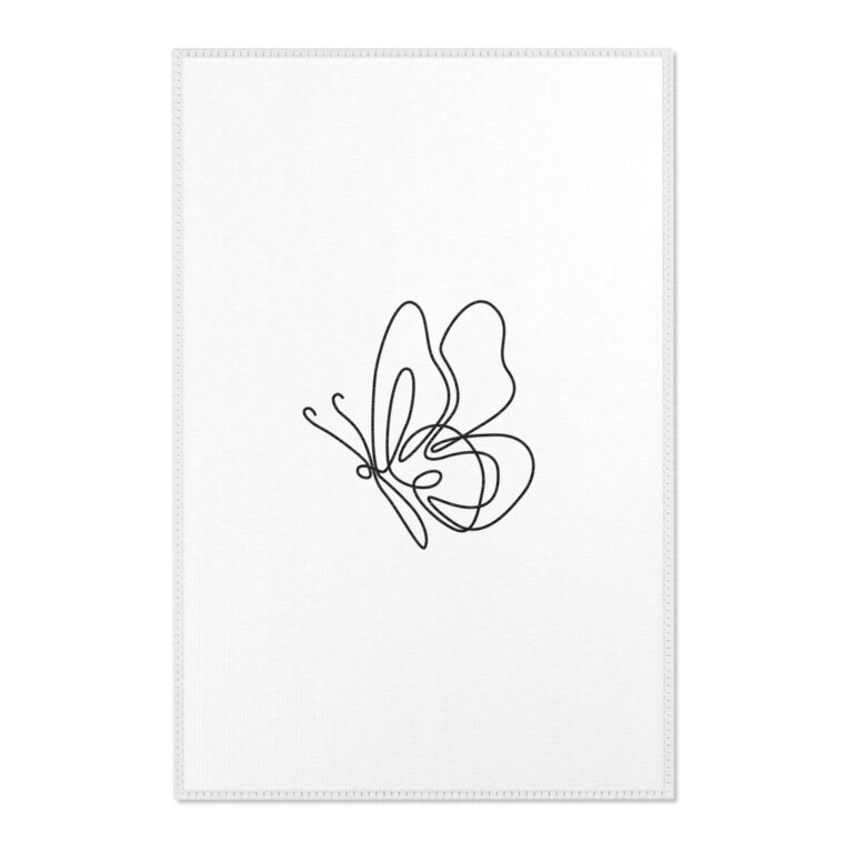 Minimalist Butterfly Area Rug — Modern Black Line Art Accent Rug
