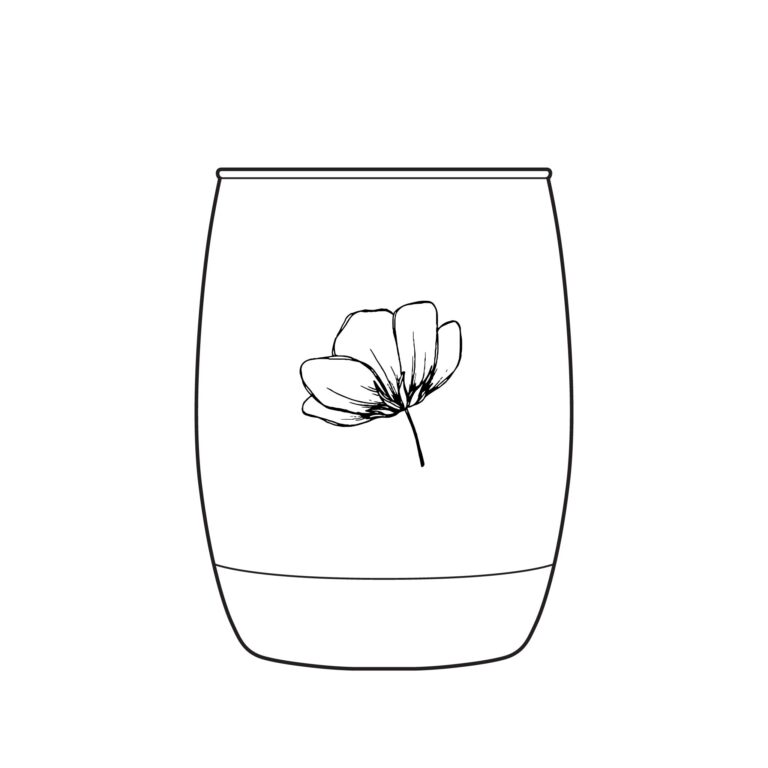Engraved 6oz Whiskey Glass – Minimal Floral Poppy Design