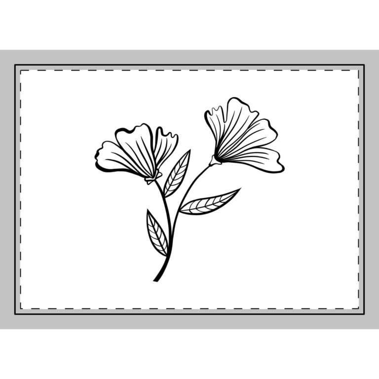 Floral Line Art Rug – Minimal Black & White Botanical Door Mat