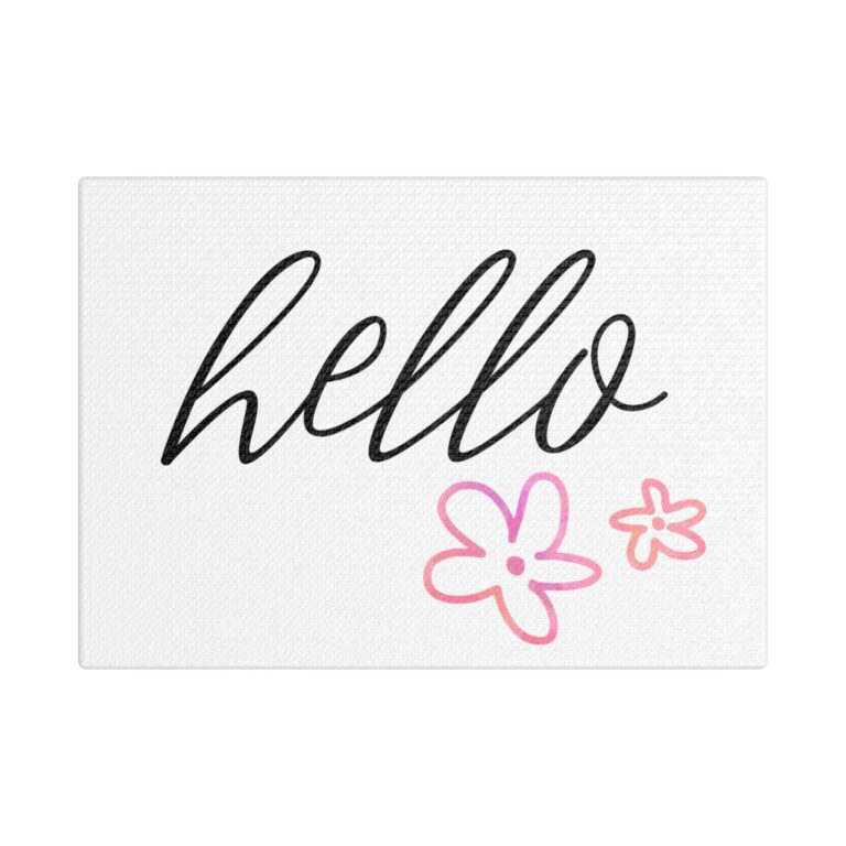 Hello Floral Satin Canvas Wall Art - Stretched Decorative Canvas