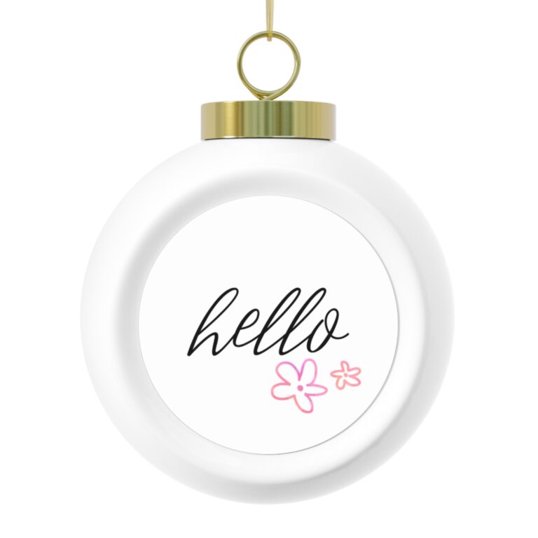 Hello Floral Christmas Ornament - Festive Poinsettia & Candle Holiday Ball