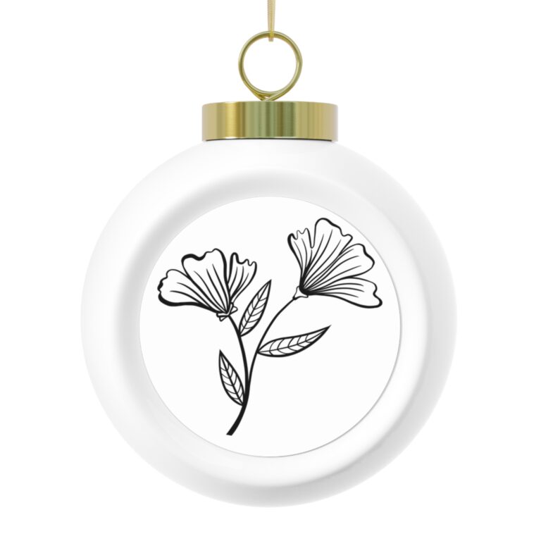 Floral Christmas Ball Ornament — Elegant Poinsettia & Line-Flower Holiday Decoration