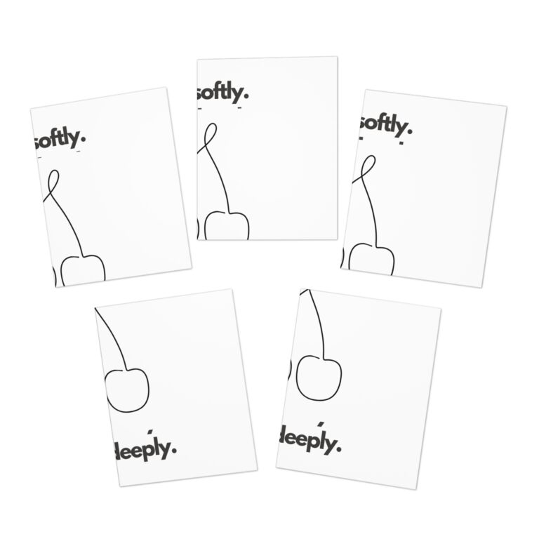 Live Softly, Love Deeply — Minimal Cherry Greeting Cards (5-Pack)