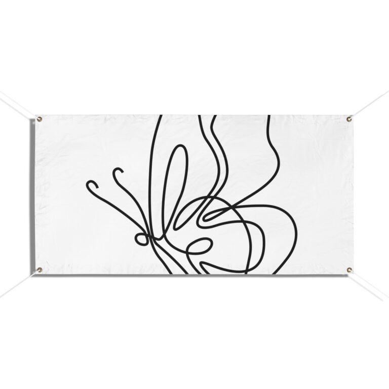 Abstract Line Art Butterfly Vinyl Banner – Minimalist Garden Decor