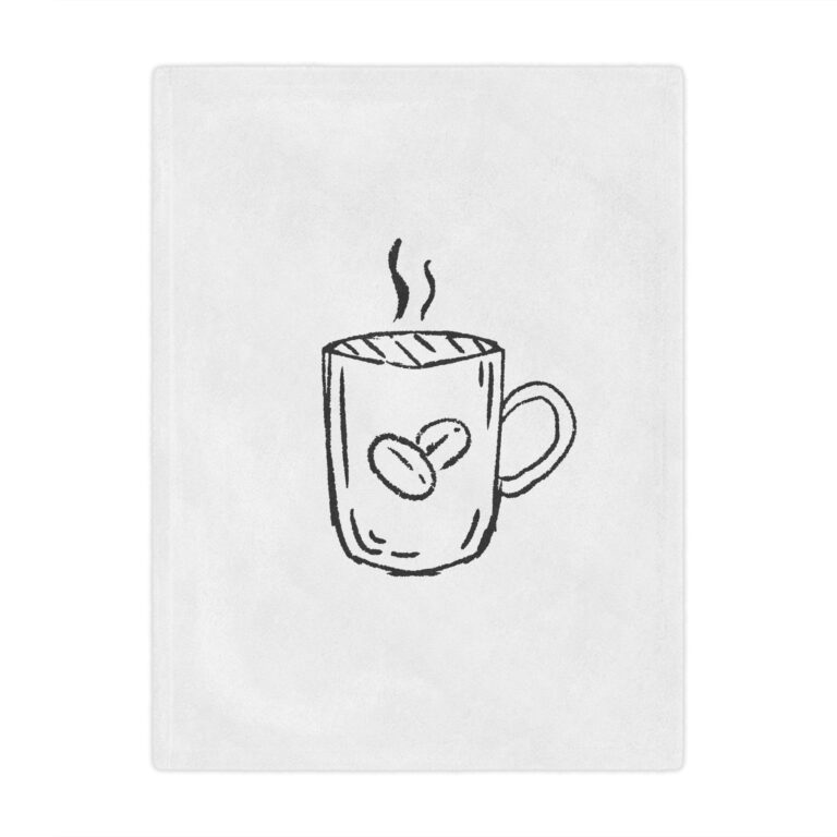 Coffee Mug Sketch Minky Blanket — Cozy Minimalist Coffee Lover Throw