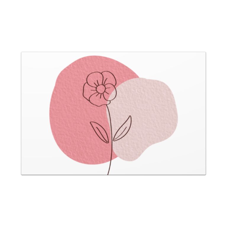 Minimal Pink Floral Canvas Wall Art - Abstract Flower Print