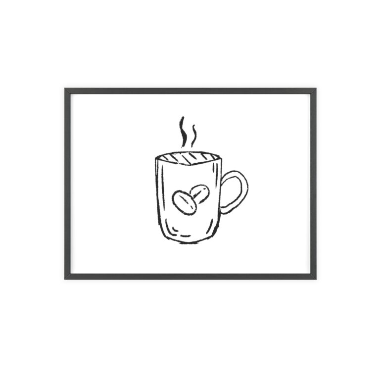 Coffee Mug Sketch Poster — Minimalist Framed Wall Art