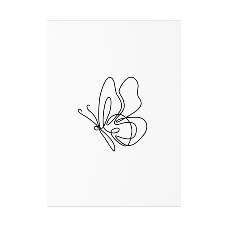 Butterfly Line Art Poster — Minimalist Black & White Wall Art