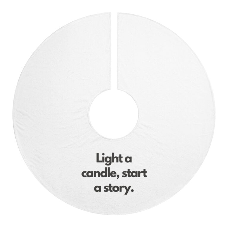 Christmas Tree Skirt — "Light a candle, start a story." Holiday Tree Skirt