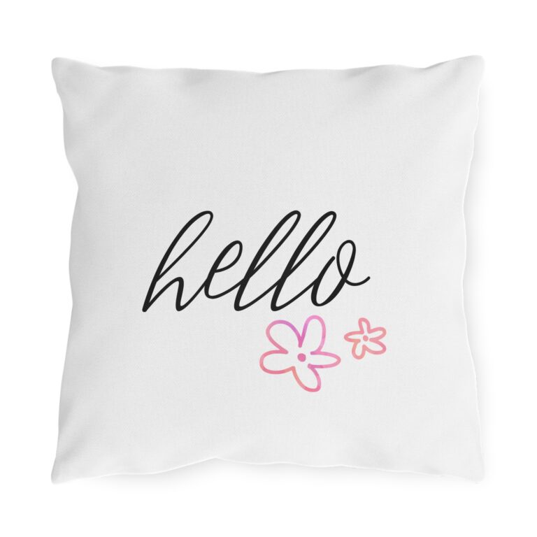 Hello Floral Outdoor Pillow — Minimalist Line Art Garden Throw Pillow