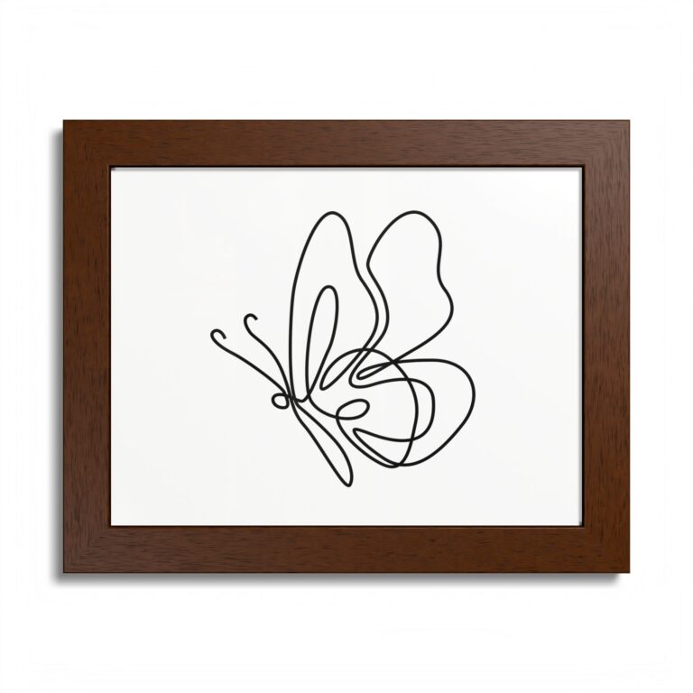 Minimal Line Butterfly Framed Poster