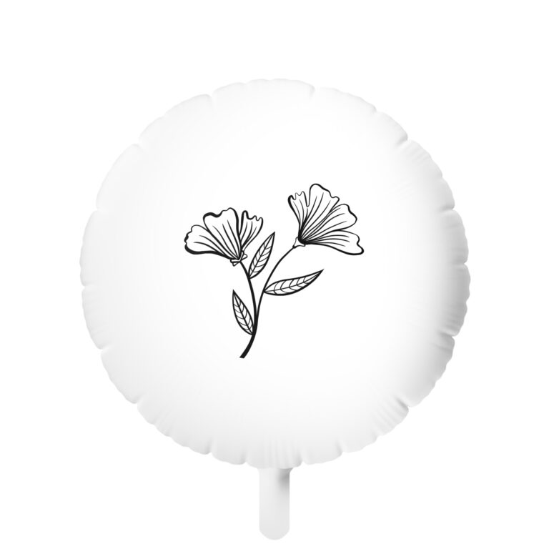 Mylar Balloon — Minimal Black Line Floral Bouquet Foil Balloon