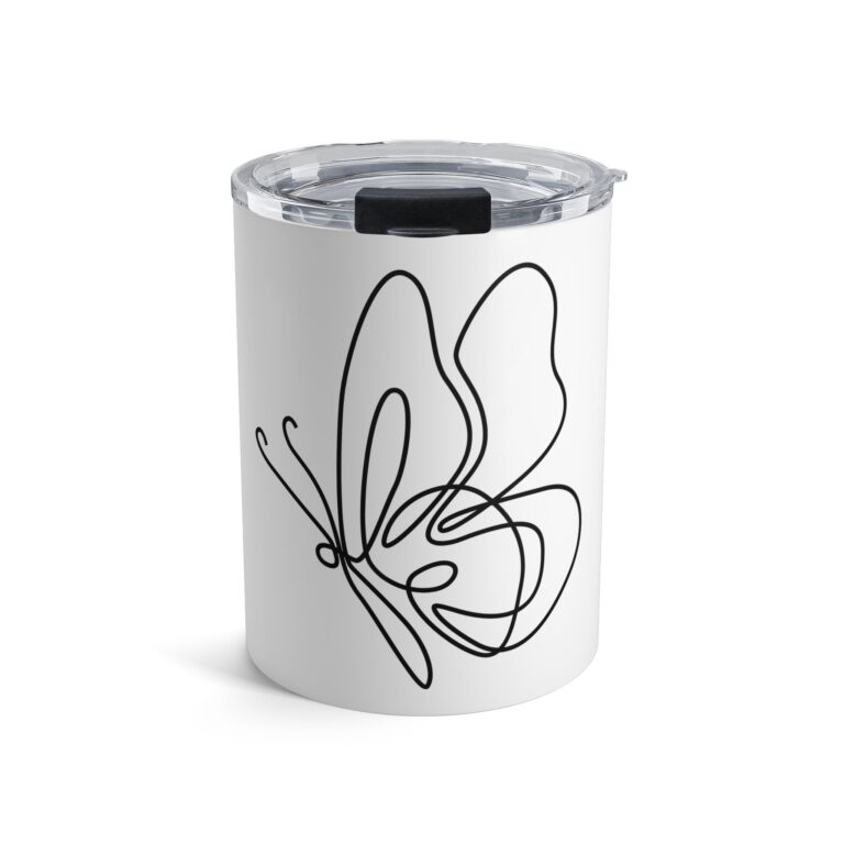 10oz Minimal Line Butterfly Tumbler — Stainless Insulated Travel Cup