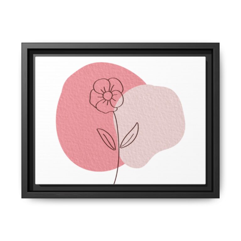 Minimal Pink Floral Canvas Print — Framed Matte Wall Art