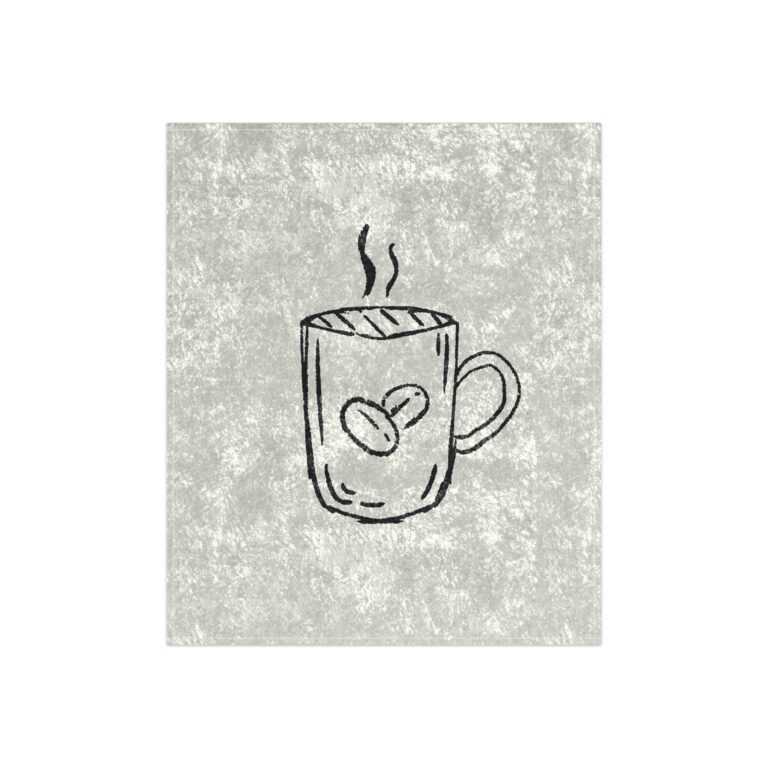 Crushed Velvet Blanket — Cozy Coffee Mug Sketch Throw Blanket