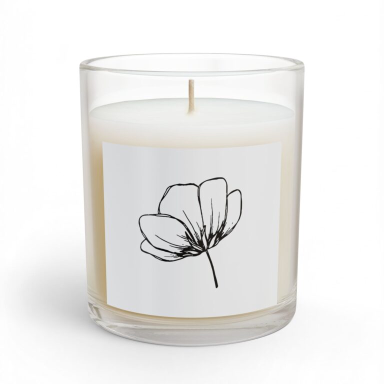 Minimal Line Art Floral Candle — 11oz Glass Scented Candle