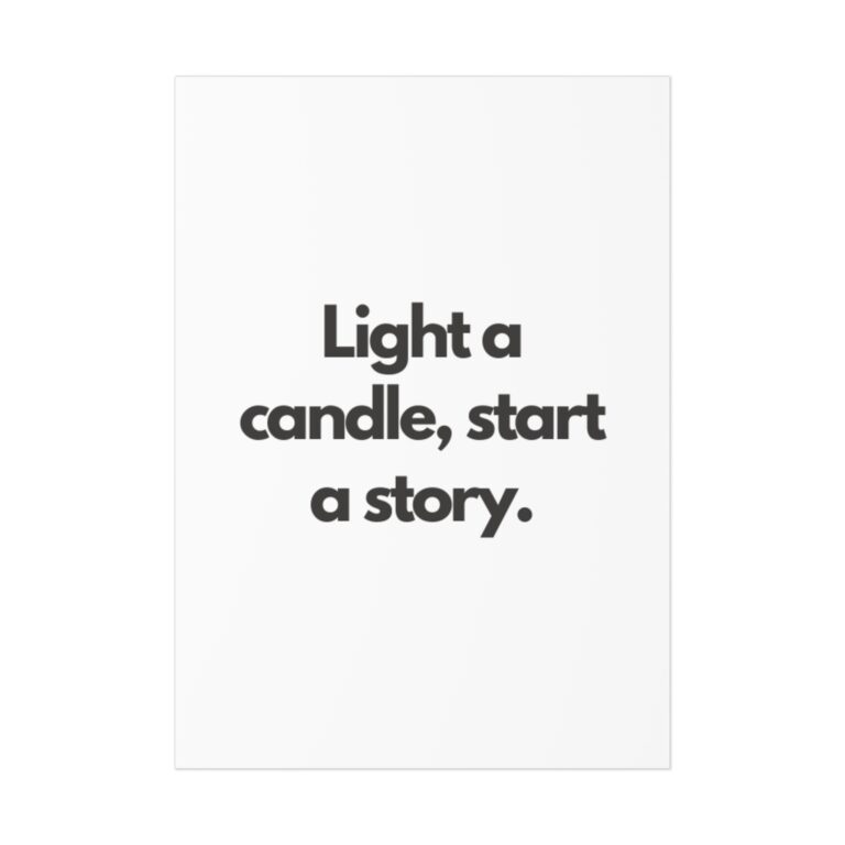 Poster – “Light a candle, start a story.” Minimal Typographic Wall Art