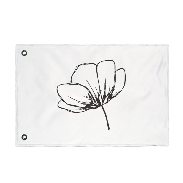 Minimal Black Line Flower Flag — Double-Sided Garden & Patio Decor