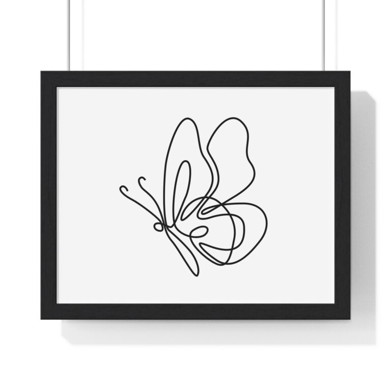 Framed Poster — Minimal Line Art Butterfly Print