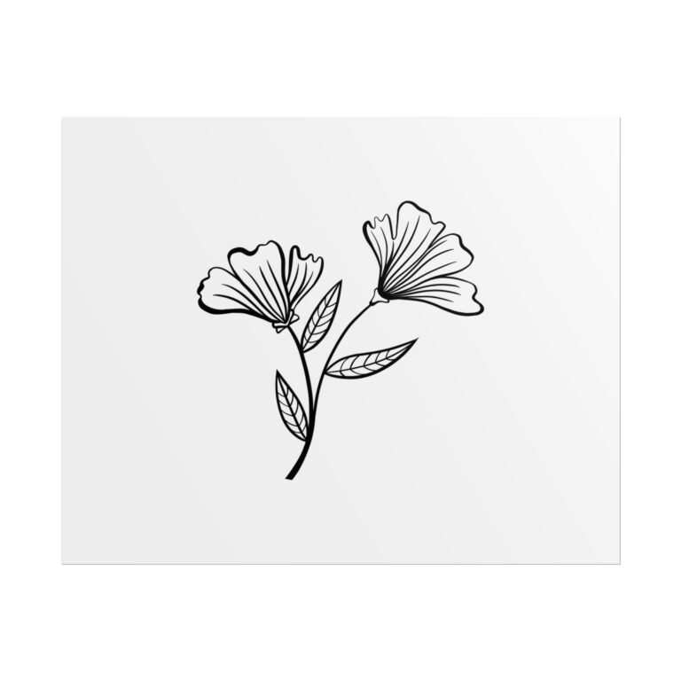 Floral Line Art Poster — Minimal Black & White Botanical Wall Art