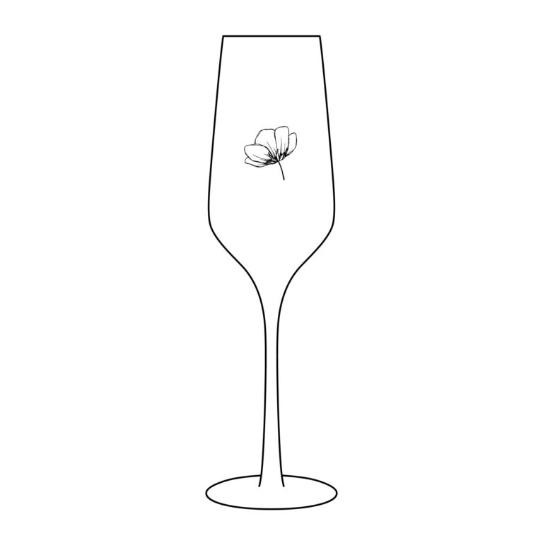 Engraved Champagne Flute with Poppy Design — 8.25 oz