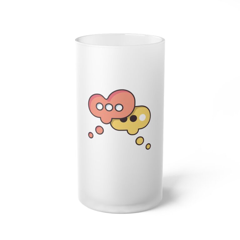 Frosted Glass Beer Mug with Cute Heart Speech Bubble Design – Romantic Couples Gift