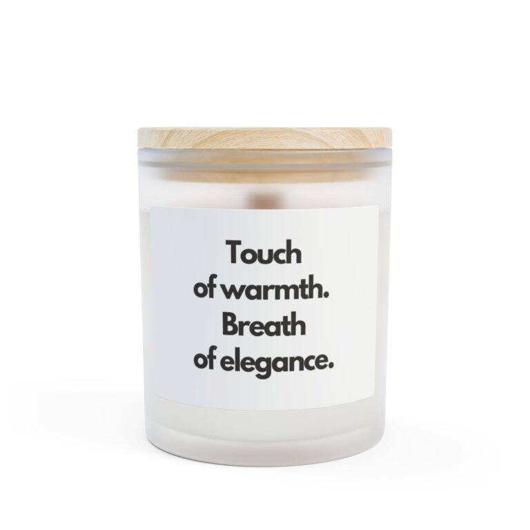 Frosted Glass Candle — “Touch of warmth. Breath of elegance.” 11oz Scented Soy Candle