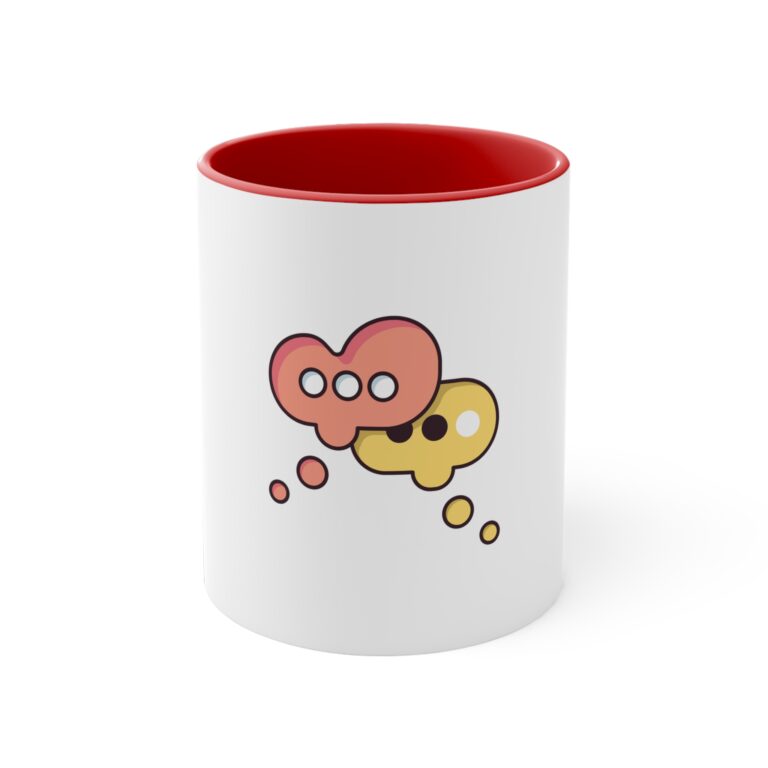 Speech Bubble Coffee Mug — Cute Chat Emoji Accent Mug (Red Interior)