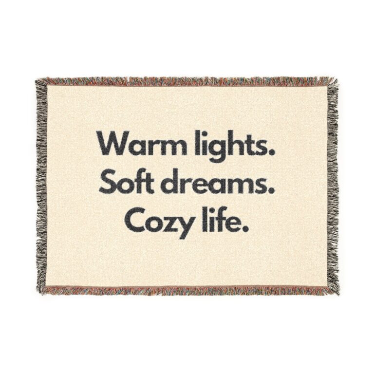 Woven Blanket — "Warm lights. Soft dreams. Cozy life." Cozy Home Throw