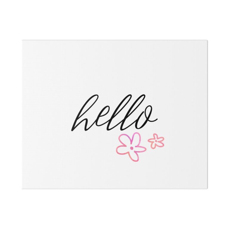 Hello Floral Canvas Wall Art — Minimal Script Print for Entryway, Bedroom, Nursery