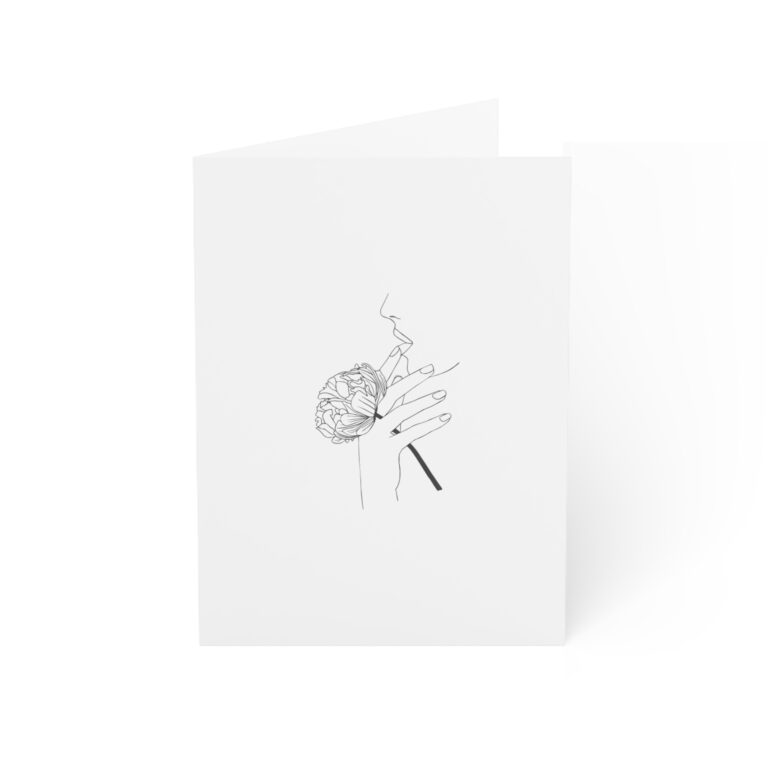 Greeting Cards — Minimal Floral & 'hello' Note Card Pack (1/10/30/50 pcs)
