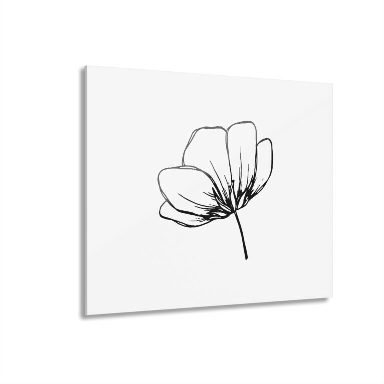 Minimal Black Line Flower Acrylic Print — Modern Floral Wall Art (French Cleat)