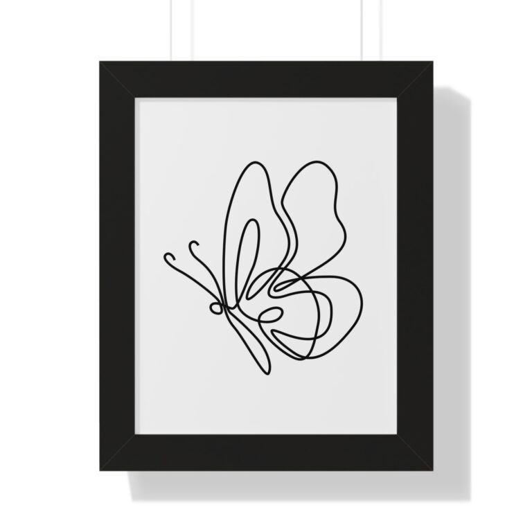 Framed Poster — Minimal One-Line Butterfly Art